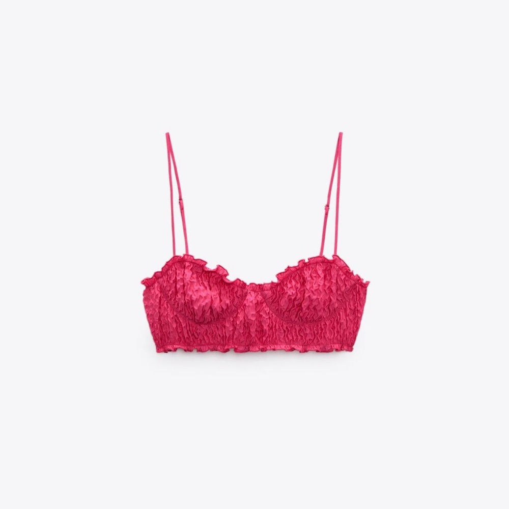 Zara Fuschia Textured Corset Bra Top